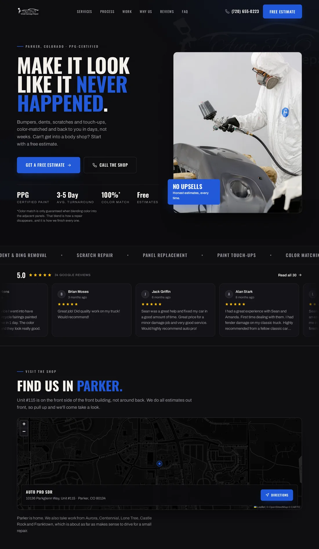 The autoprosdr.com homepage